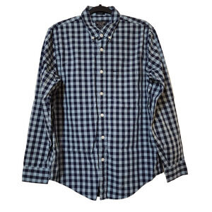 Abercrombie & Fitch Mens Button Down Shirt Size M Relaxed Blue Check Long Sleeve